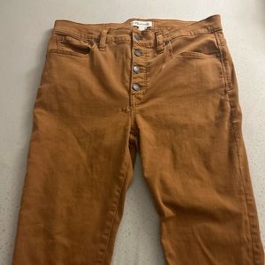 Madewell 9" Mid Rise Skinny Jeans Garment-dyed Button Front